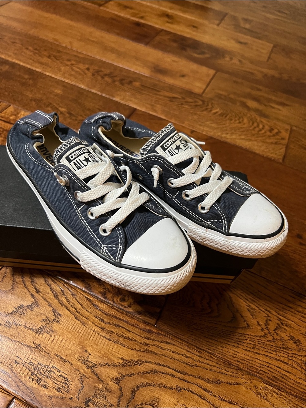 Converse Women’s Navy Low-Top Canvas Sneakers with White Accents